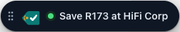 The collapsed Prysly pill reading: Save R173 at HiFi Corp